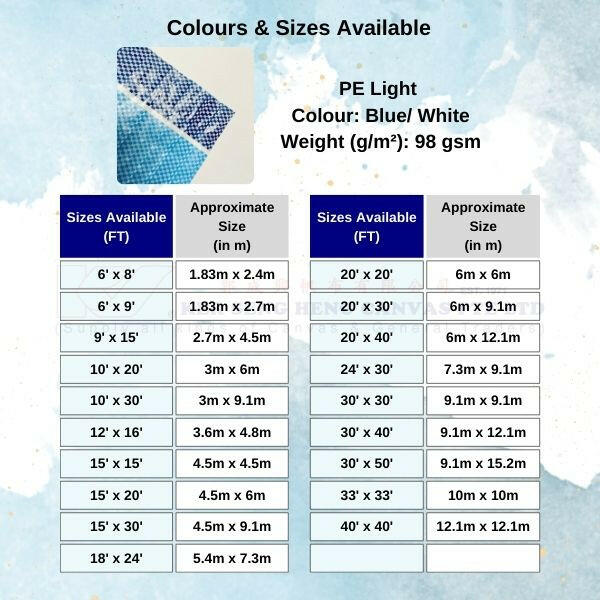 PE Tarpaulin Sheets (98gsm).