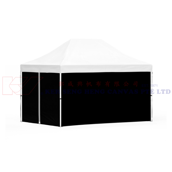 3m x 4.5m Side Cover | Black | 4 Sided, Zip on 3m