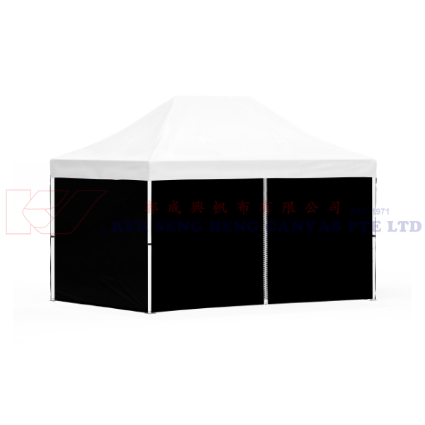 3m x 4.5m Side Cover | Black | 4 Sided, Zip on 4.5m