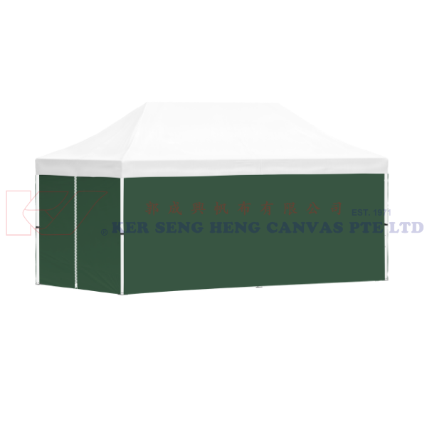 3m x 6m Side Cover | Green | 4 Sided, Zip on 3m Side