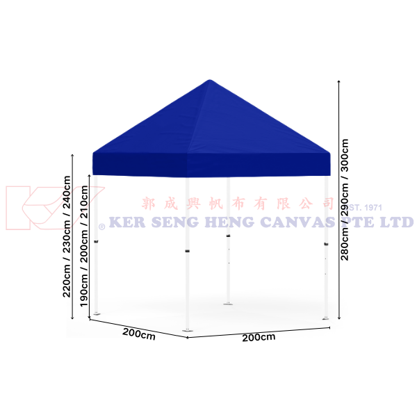 2m x 2m High Quality Gazebo | Blue, Ivory Frame