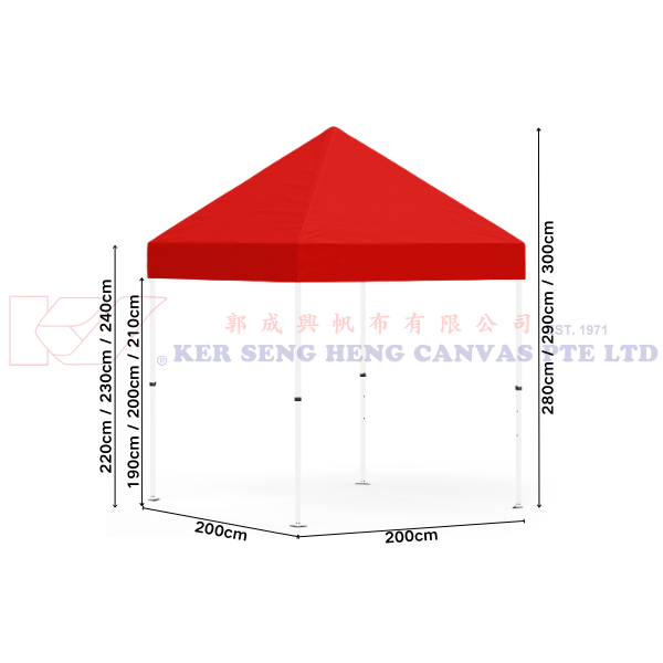 2m x 2m High Quality Gazebo | Red, Ivory Frame