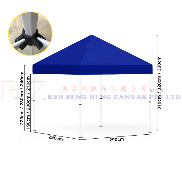 3m x 3m High Quality Gazebo | Blue, Ivory Hexagon Frame