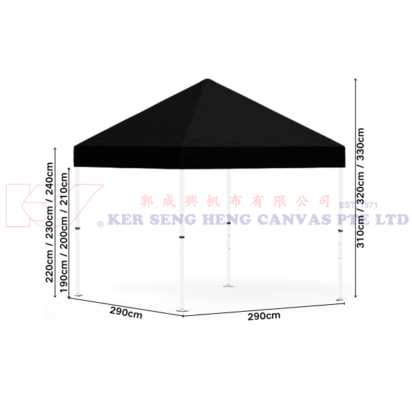 3m x 3m High Quality Gazebo | Black, Ivory Frame