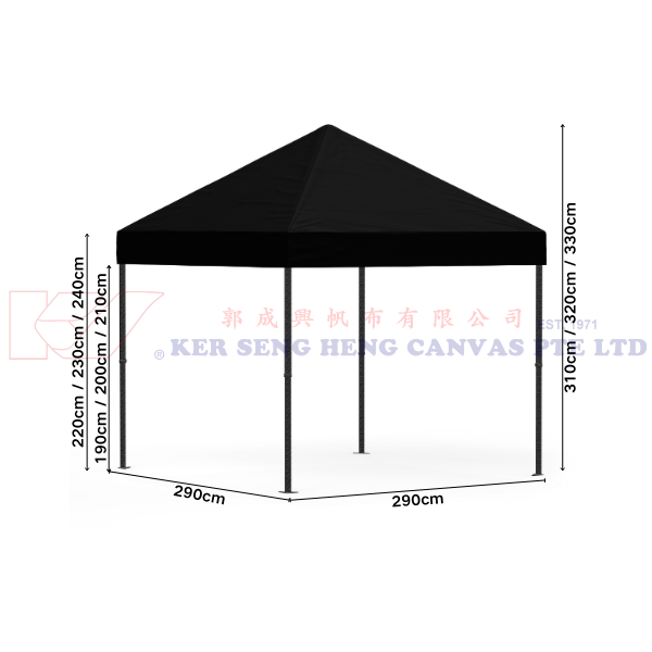 3m x 3m High Quality Gazebo | Black, Black King Kong Frame