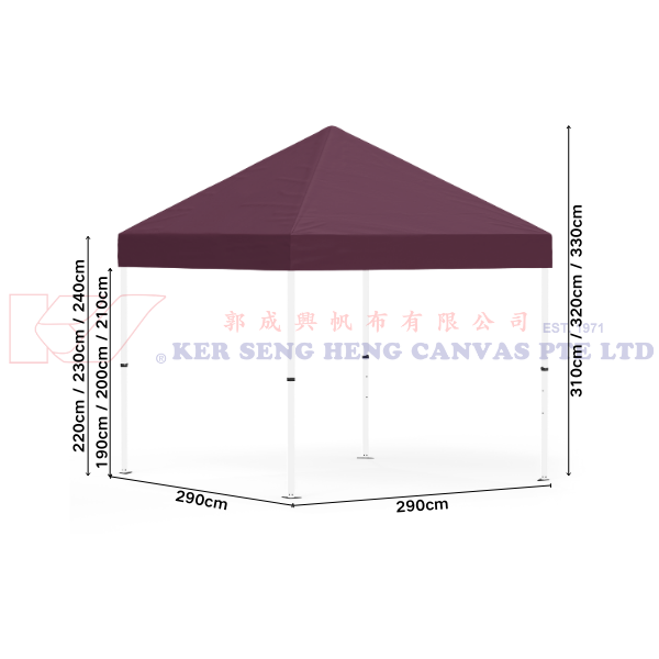 3m x 3m High Quality Gazebo | Burgundy, Ivory Frame