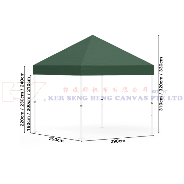 3m x 3m High Quality Gazebo | Green, Ivory Frame