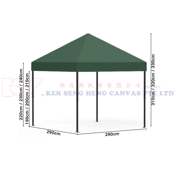 3m x 3m High Quality Gazebo | Green, Black King Kong Frame