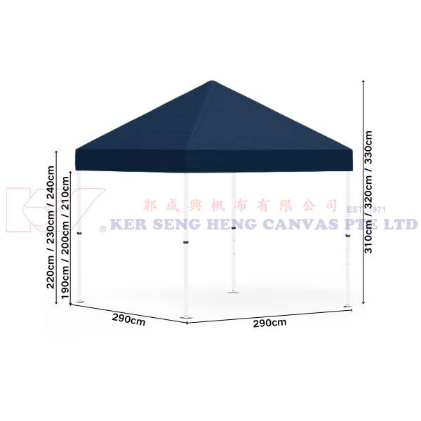 3m x 3m High Quality Gazebo | Navy Blue, Ivory Frame