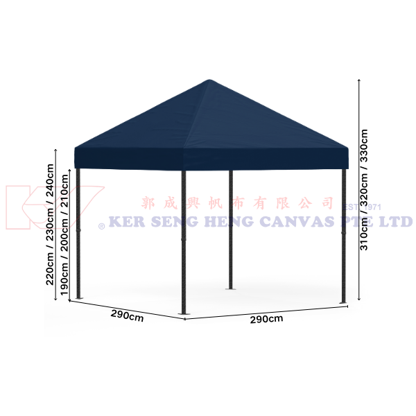 3m x 3m High Quality Gazebo | Navy Blue, Black King Kong Frame