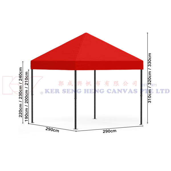 3m x 3m High Quality Gazebo | Red, Black King Kong Frame