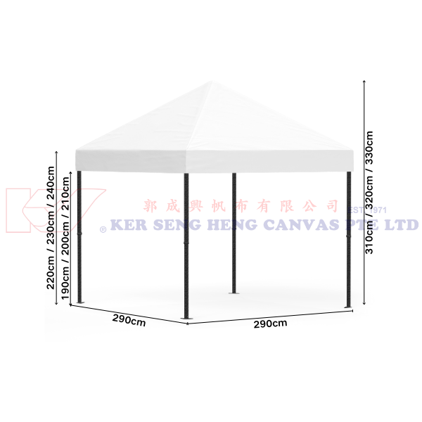 3m x 3m High Quality Gazebo | White, Black King Kong Frame