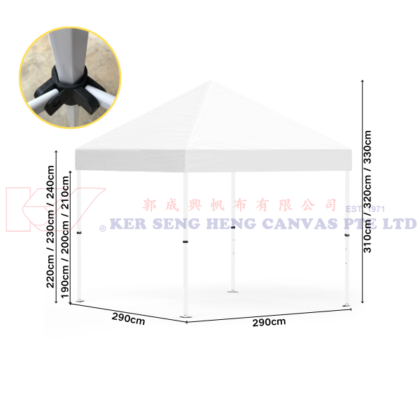3m x 3m High Quality Gazebo | White, Ivory Hexagon Frame