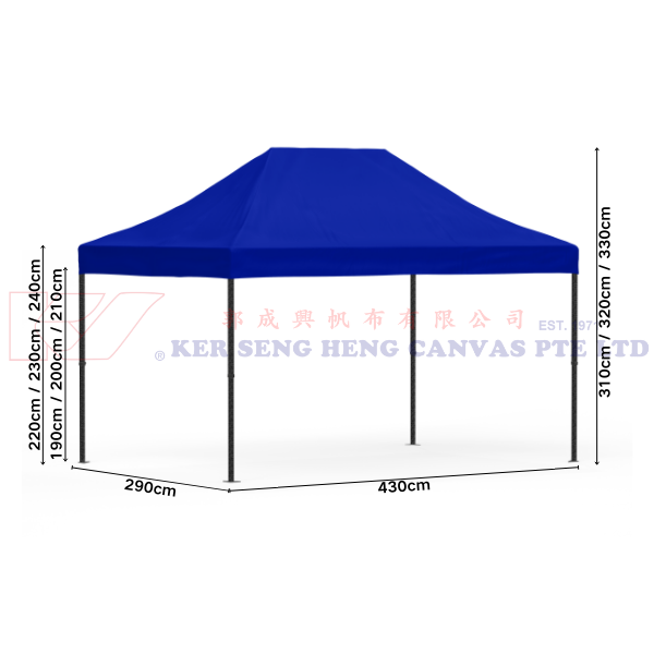 3m x 4.5m High Quality Gazebo | Blue, Black King Kong Frame