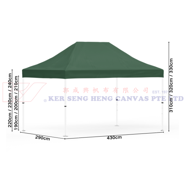 3m x 4.5m High Quality Gazebo | Green, Ivory Frame