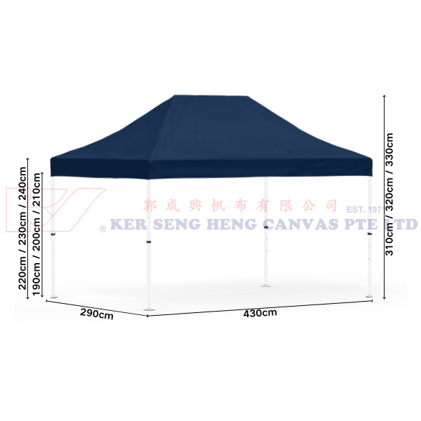 3m x 4.5m High Quality Gazebo | Navy Blue, Ivory Frame