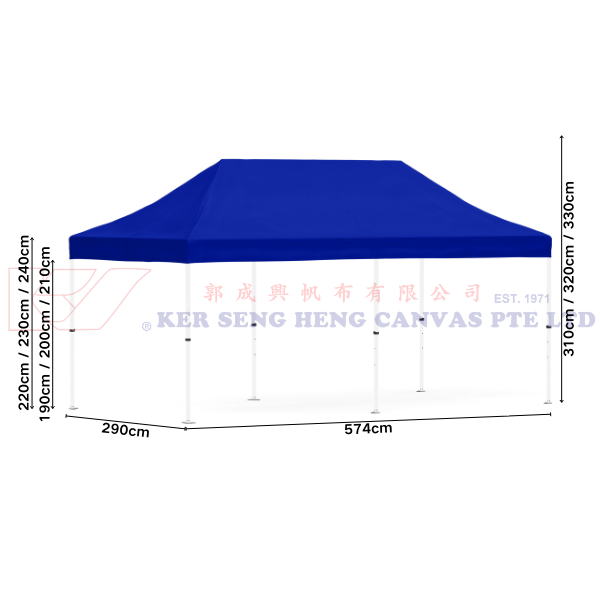 3m x 6m High Quality Gazebo | Blue, Ivory Frame