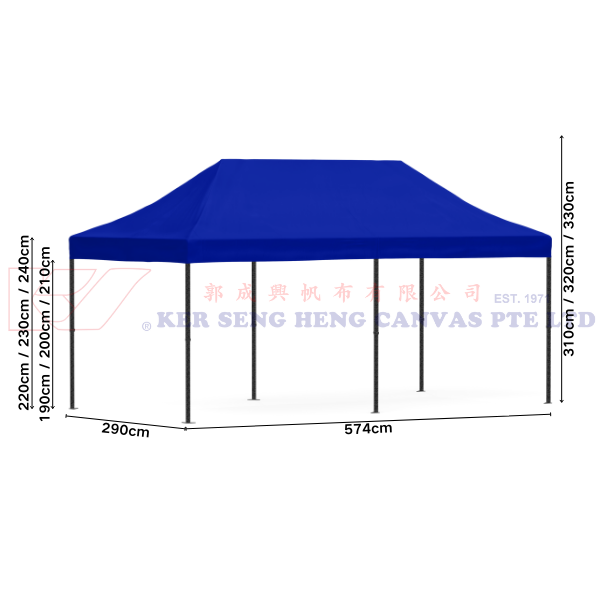 3m x 6m High Quality Gazebo | Blue, Black King Kong Frame