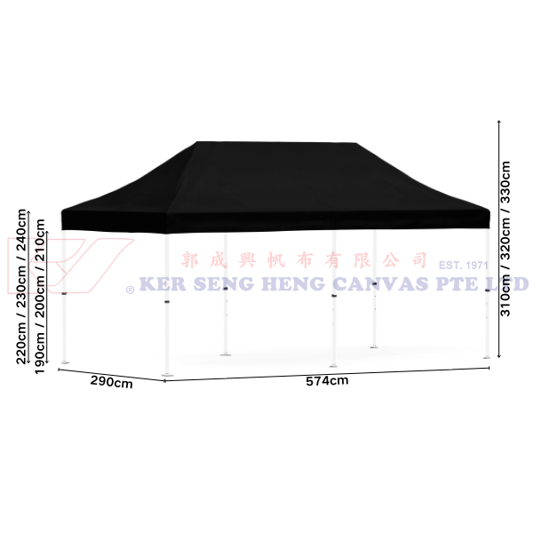 3m x 6m High Quality Gazebo | Black, Ivory Frame