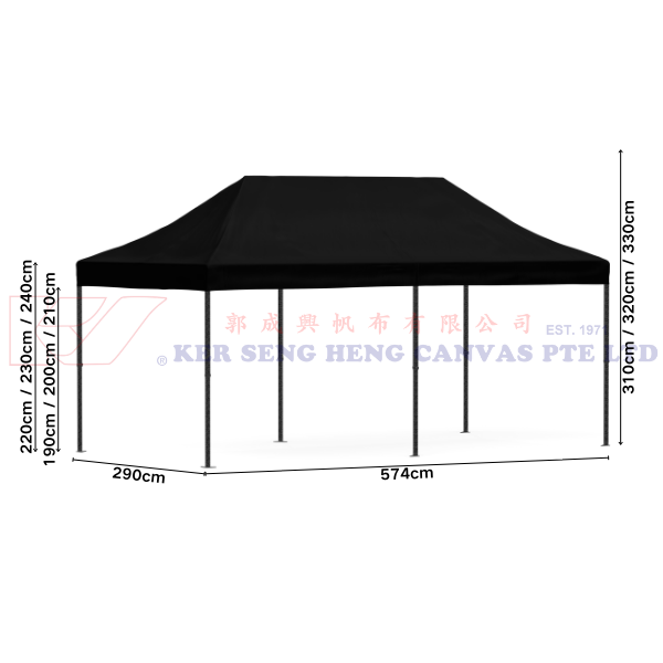 3m x 6m High Quality Gazebo | Black, Black King Kong Frame