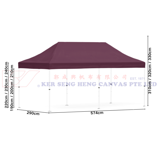 3m x 6m High Quality Gazebo | Burgundy, Ivory Frame