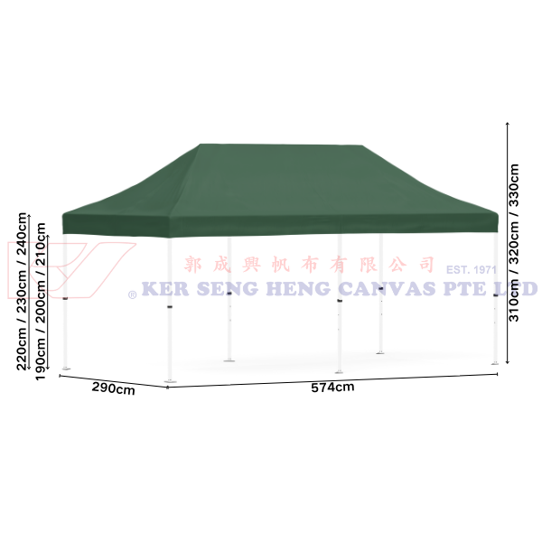 3m x 6m High Quality Gazebo | Green, Ivory Frame
