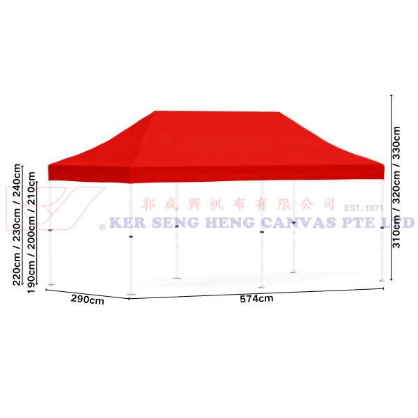 3m x 6m High Quality Gazebo | Red, Ivory Frame