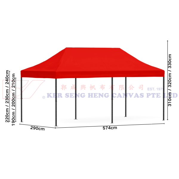 3m x 6m High Quality Gazebo | Red, Black King Kong Frame