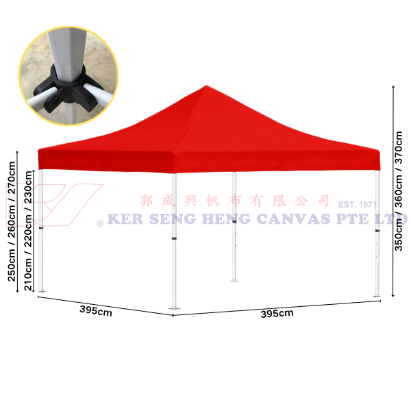 4m x 4m High Quality Gazebo | Red, Ivory Hexagon Frame