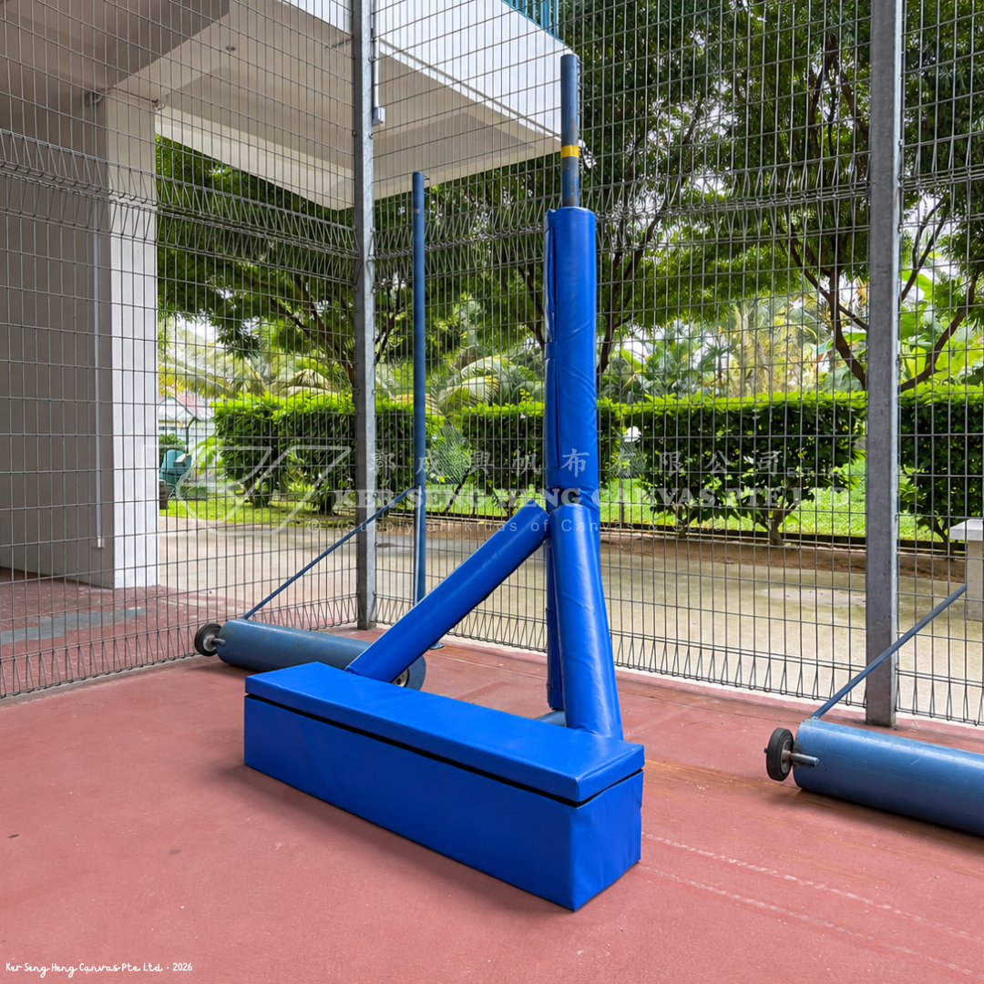 blue volleyball pole padding. KSH Canvas