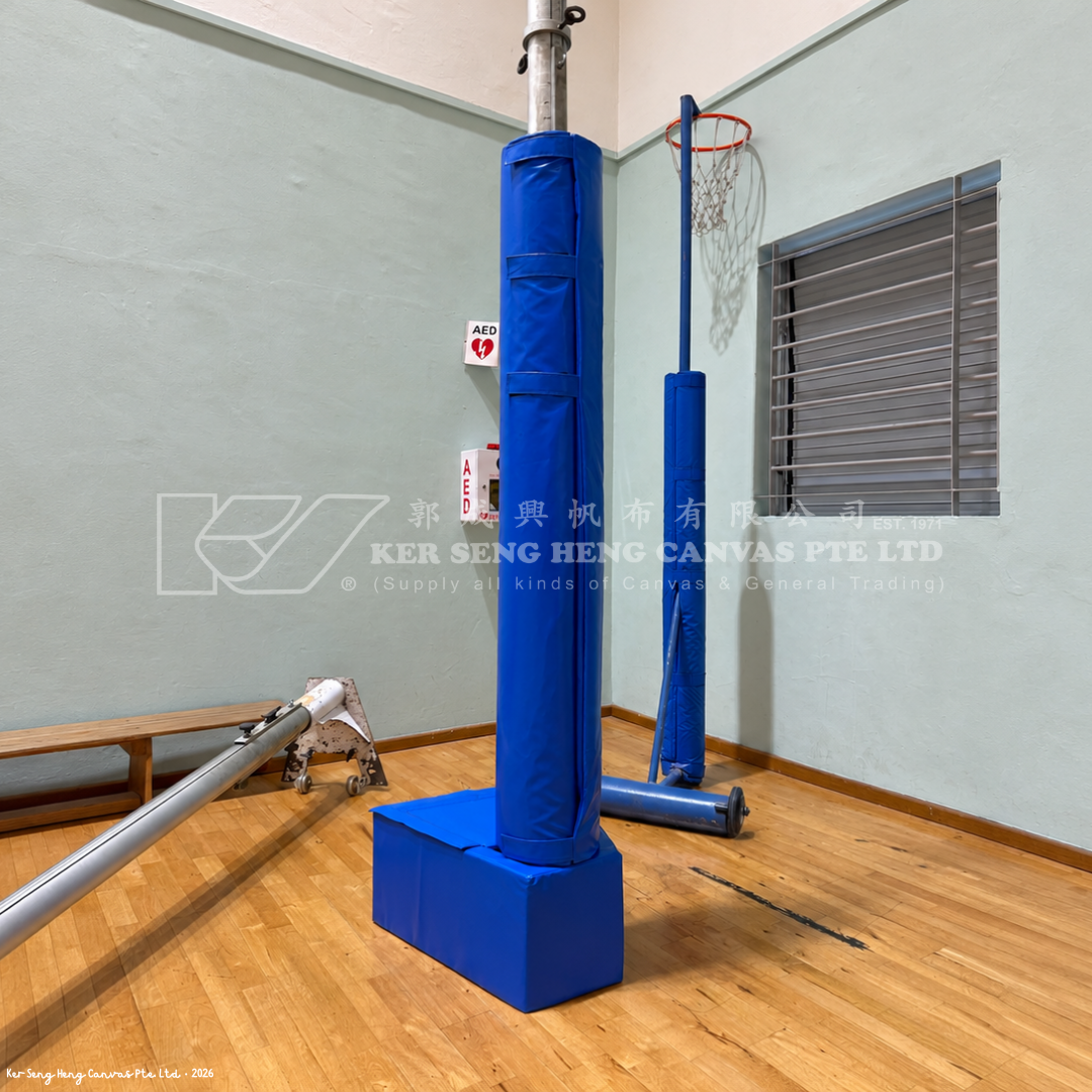 blue volleyball pole padding. KSH Canvas