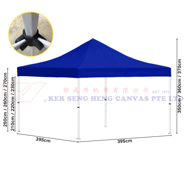 4m x 4m High Quality Gazebo | Blue, Ivory Hexagon Frame