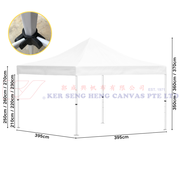 4m x 4m High Quality Gazebo | White, Ivory Hexagon Frame