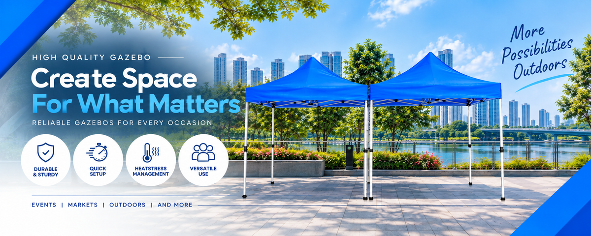 Blue high quality pop-up gazebo for outdoor events and shelter