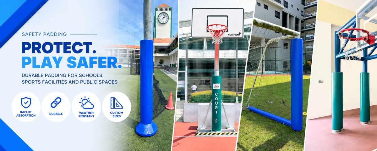 Custom safety padding for basketball poles, sports posts and school facilities