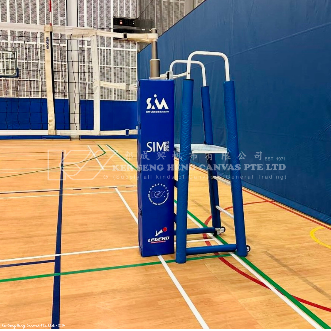 blue volleyball pole padding with printing. KSH Canvas 