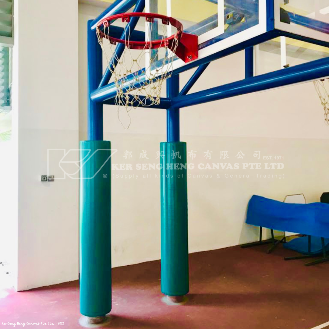 green safety padding for basketball pole. KSH Canvas