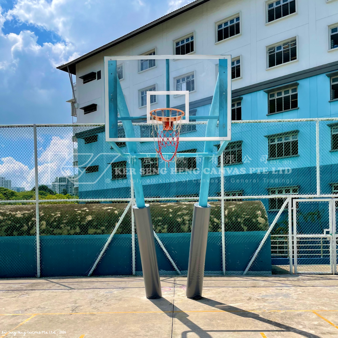 Grey Safety Padding for Basketball Pole. KSH Canvas